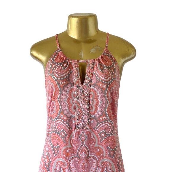 INC Womens Size Small Sleeveless Damask Boho Tribal Sequined Keyhole Neck Dress - Picture 6 of 9